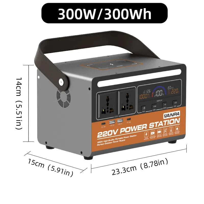Centrale électrique Portable 300W 200Wh, batterie au Lithium 54000Mah avec 2 * AC, 2 * DC, 4 * USB, lumière LED pour le Camping et l'extérieur