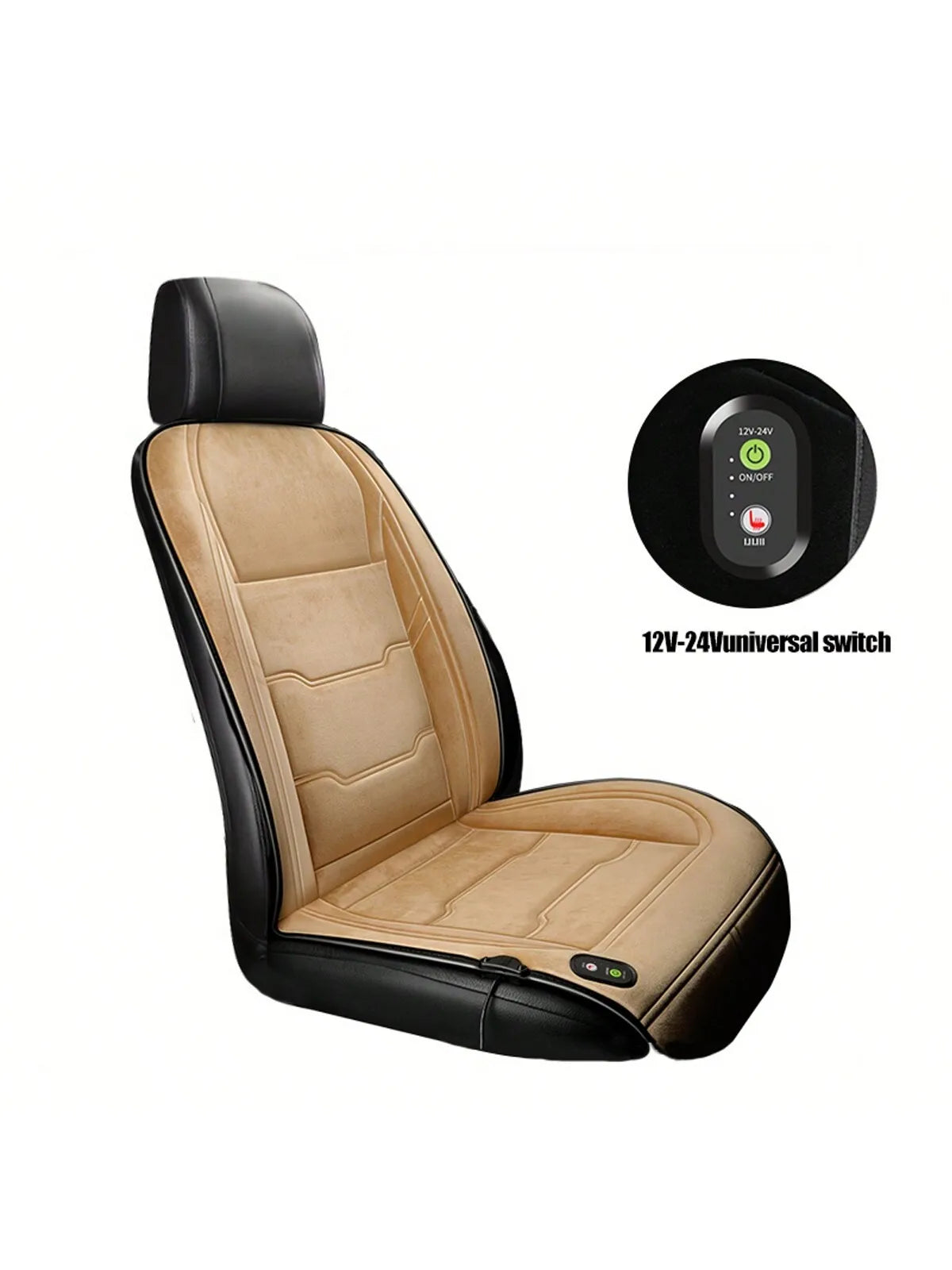 Coussin de siège chauffant universel pour voiture, 1 pièce, 12V/24V, coussin chaud d'hiver en velours pour un seul siège