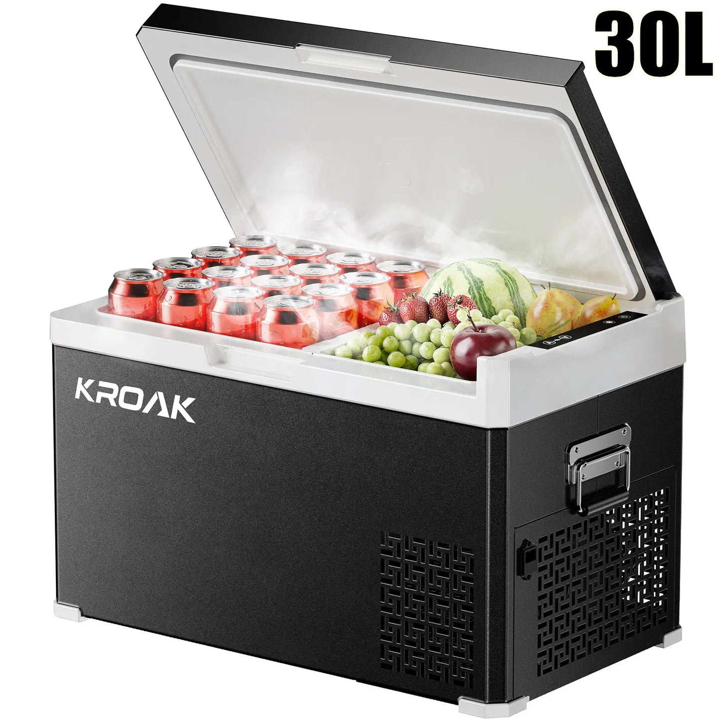 KROAK 30L 40L réfrigérateur de voiture 12V 24V DC congélateur Portable avec adaptateur AC110-240V compresseur de boîte fraîche double Zone pour le Camping
