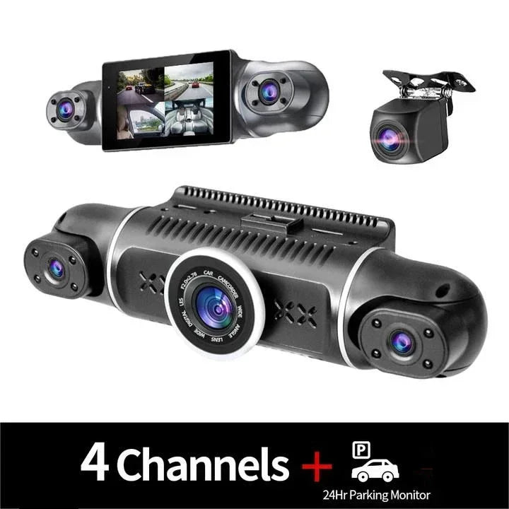 Caméra de tableau de bord DVR pour voiture, WiFi, GPS, FHD, 4 objectifs x 1080P, moniteur de stationnement 24 heures, enregistreur vidéo en boucle, Vision nocturne, boîte noire