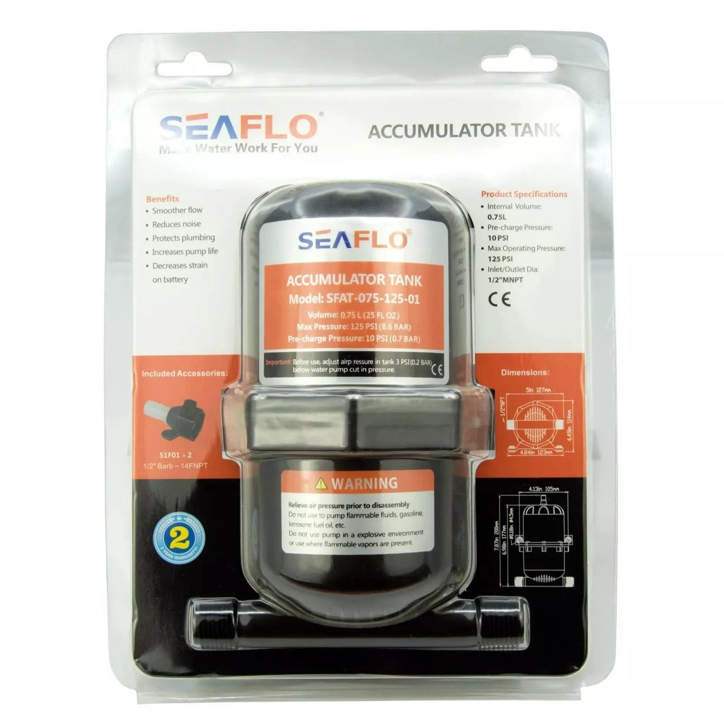 SEAFLO-Accumulateur d'eau pour bateau, pompe à eau précieuse sous pression, 0,75 L