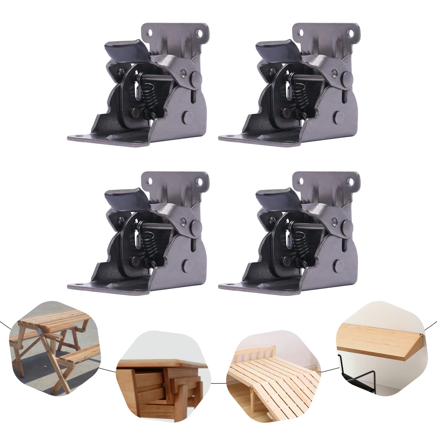 Brakcet pliant 4 pièces 0 ° -90 ° Support pliant autobloquant, charnière pour meubles, Table, support d'extension de charnière pliant