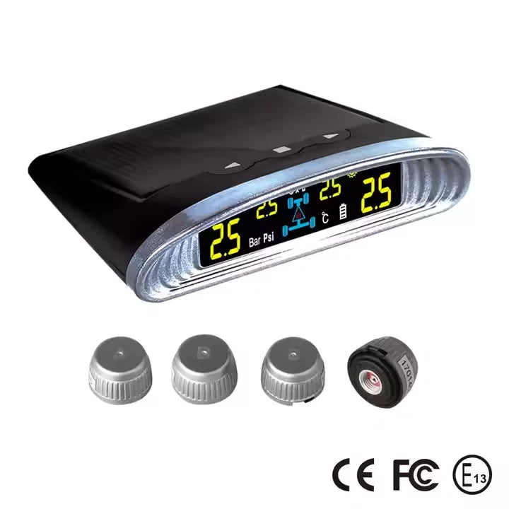 Système de surveillance TPMS de la pression des pneus de voiture SPY, horloge numérique solaire, affichage LCD, système d'alarme de sécurité de la température de la pression des pneus de voiture