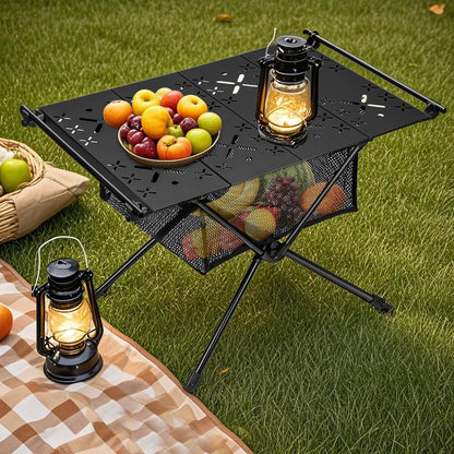 Table de Camping pliante Table enroulable légère Tables touristiques portables en alliage d'aluminium avec sac de rangement en maille pour pique-nique en plein air