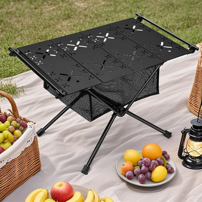 Table de Camping pliante Table enroulable légère Tables touristiques portables en alliage d'aluminium avec sac de rangement en maille pour pique-nique en plein air