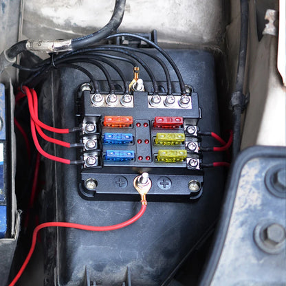 Bloc de fusibles à lame universel 12 voies 6 voies 12V 32V, boîte porte-fusible de voiture, interrupteur de connecteur de fusible automatique marin avec indicateur lumineux LED