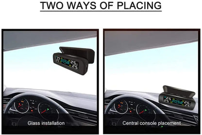 Système de surveillance de la pression des pneus sans fil TPMS universel, horloge à énergie solaire, écran LCD, 4 capteurs externes, capteurs de pression des pneus