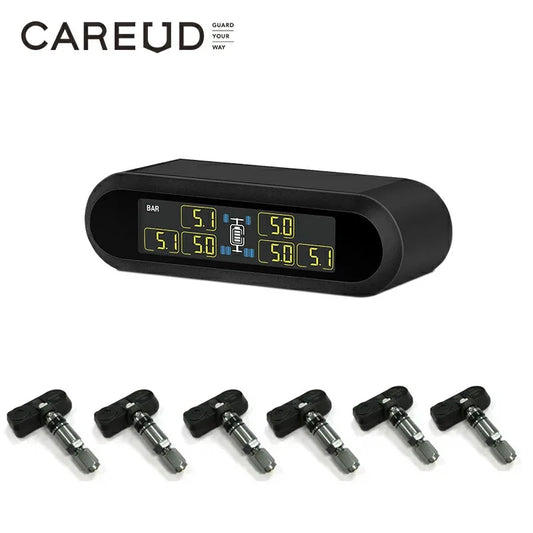 CAREUD T650 Bus solaire RV camion TPMS système de surveillance de la pression des pneus sans fil avec 6 capteurs internes externes Max 199 PSI