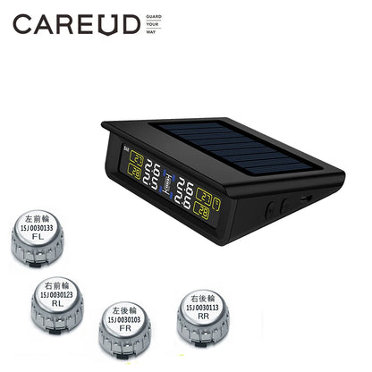 Système de surveillance TPMS de la pression des pneus, écran LCD à énergie solaire avec 4 capteurs internes/externes, batterie remplaçable, Mode PSI/BAR