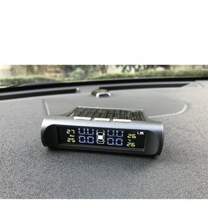 Système de surveillance de la pression des pneus de voiture, énergie solaire USB TPMS, LCD, 4 capteurs externes/internes pour SUV berline, avertissement de température