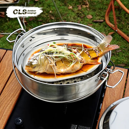 CLS & NOBANA Newset extérieur 304 acier inoxydable voyage Portable Barbecue Camping ménage grand bassin à soupe petite plaque peu profonde