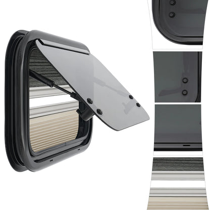 Fenêtre push-out RV en alliage d'aluminium verre trempé 85 °   Ouverture 18% Transmission de lumière avec pare-soleil pour camping-car caravanes