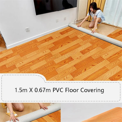 Sol en PVC de 1,5 m x 0,67 m Sol en ciment en cuir directement pavé Sol en plastique domestique épais résistant à l'usure avec tapis de sol auto-adhésif