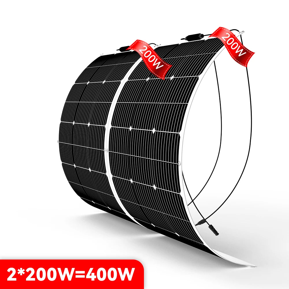 PowMr panneaux solaires flexibles 200W/400W/800W cellule solaire 12V batterie solaire étanche Camping RV bateau voiture maison Charge alimentation