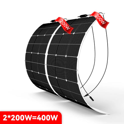 PowMr panneaux solaires flexibles 200W/400W/800W cellule solaire 12V batterie solaire étanche Camping RV bateau voiture maison Charge alimentation