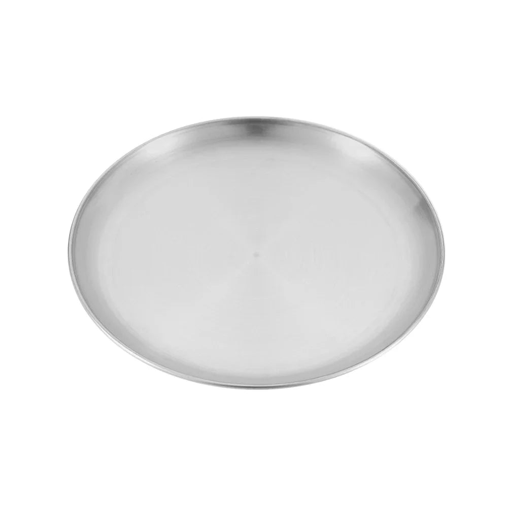Assiettes Rondes en Acier Inoxydable, Plats de Reine en Métal, Alimentation Portable, Service, Grande-Bretagne, Idéales pour Pique-Nique, Camping en Plein Air, Barbecue