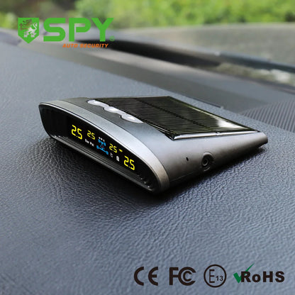 Système de surveillance TPMS de la pression des pneus de voiture SPY, horloge numérique solaire, affichage LCD, système d'alarme de sécurité de la température de la pression des pneus de voiture