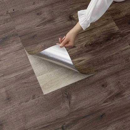 Paquet de 12 carreaux de sol en vinyle auto-adhésifs, revêtement et bâton imperméable, revêtement de sol en PVC aspect bois pour chambre à coucher, salon, décoration de la maison