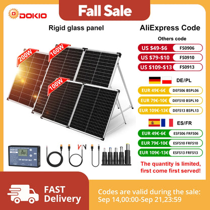 Dokio 100W 160W 200W panneau solaire pliable chine 10A/20A 12V contrôleur panneau solaire pliant cellule/système chargeur panneau solaire