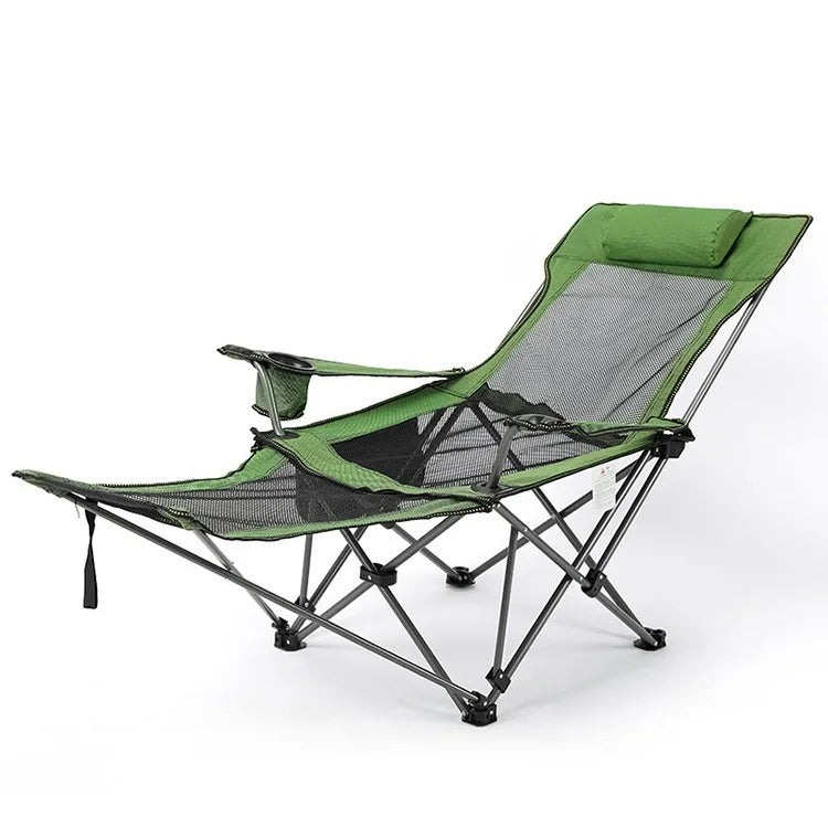 Chaise longue de Camping, chaise de Camping inclinable Portable, chaise de Camping pliante avec repose-pieds, appui-tête et sac de rangement