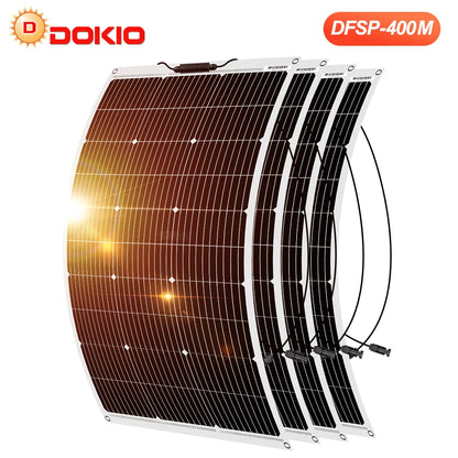DOKIO 4 pièces 100W panneau solaire 18V panneaux flexibles monocristallins adaptés au camping, installation RV peut charger des piles 12V