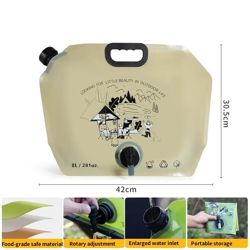 Bidon pliant eau pliable 8L conteneur sac d'eau bouteille pliable seau d'eau pliant YYSD04