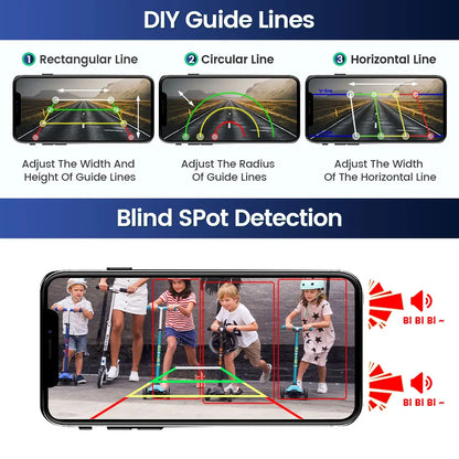 GreenYi 5G WiFi HD caméra solaire de voiture 100M Base magnétique sans fil AI alarme d'angle mort secours pour Bus Van camion RV vue avant arrière