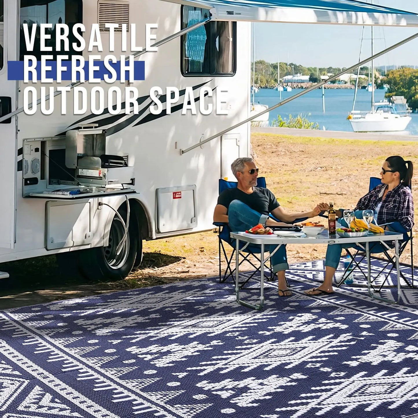 Kitinjoy Tapis extérieurs imperméables Tapis de paille en plastique extérieur Tapis de patio Boho Tapis extérieurs intérieurs pour patio Camp Pique-nique Balcon