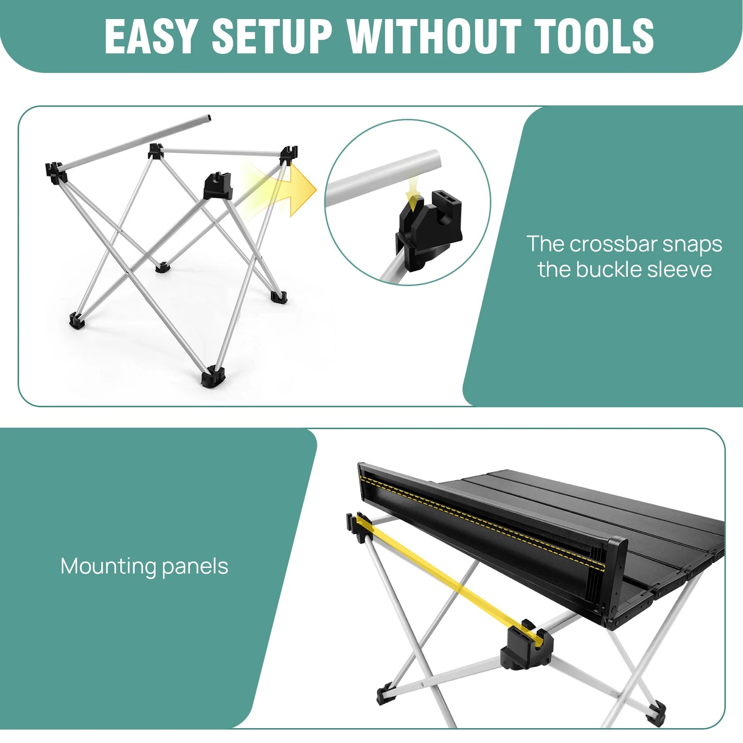 Table de camping pliante, table de camping à plateau en rouleau petite table pliante table de camping en aluminium ultralégère pour pique-nique barbecue randonnée pêche