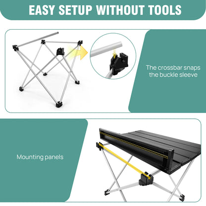 Table de camping pliante, table de camping à plateau en rouleau petite table pliante table de camping en aluminium ultralégère pour pique-nique barbecue randonnée pêche