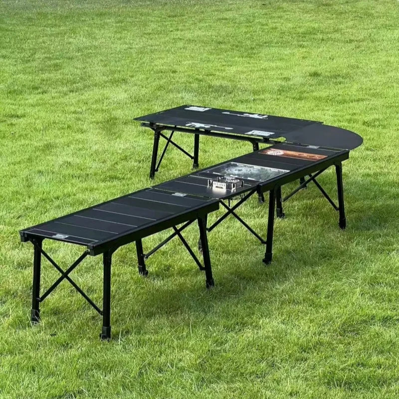 Table de camping en alliage d'aluminium IGT, portable, pliante, poignées amovibles, barbecue, multifonctionnelle, extensible, table de pique-nique, 3 unités