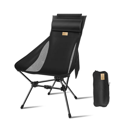 WESTTUNE Chaise de camping pliante légère à dossier haut avec support de tête Chaise longue de plage de pique-nique de voyage en plein air compacte portable