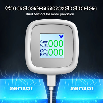 Alarme de gaz C2, détecteur de CO, fuite de gaz combustible, alarme numérique de fumée, surveillance à distance intelligente, détecteur de gaz