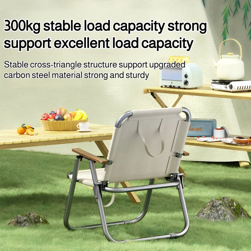 Chaise de Camping Portable pique-nique chaise en tissu Oxford chaise de pêche de plage chaise de plage pliante extérieure avec tapis antidérapant en aluminium noir
