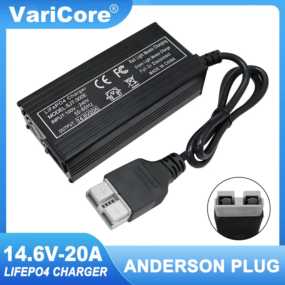 VariCore 14.6V 20A chargeur de batterie intelligent Lifepo4 110-220V 4S 12V chargeur haute puissance pour batterie au Lithium fer Phosphate