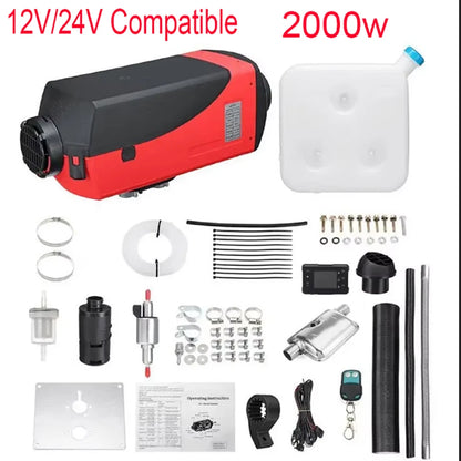 Chauffage d'air Diesel 2/5kw, 12V/24V, Compatible avec réservoir de 10l, chauffage de stationnement Diesel, écran LCD et télécommande pour camions et bateaux