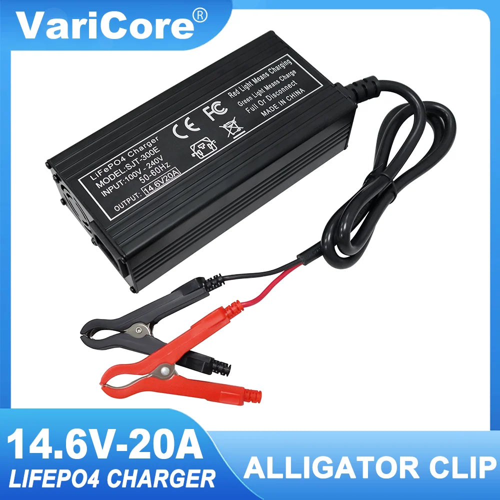 VariCore 14.6V 20A chargeur de batterie intelligent Lifepo4 110-220V 4S 12V chargeur haute puissance pour batterie au Lithium fer Phosphate