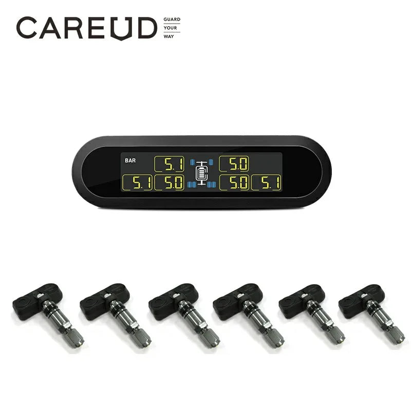 CAREUD T650 Bus solaire RV camion TPMS système de surveillance de la pression des pneus sans fil avec 6 capteurs internes externes Max 199 PSI