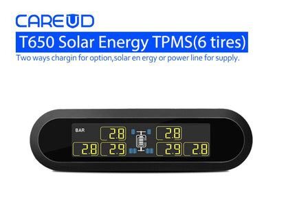 CAREUD T650 Bus solaire RV camion TPMS système de surveillance de la pression des pneus sans fil avec 6 capteurs internes externes Max 199 PSI