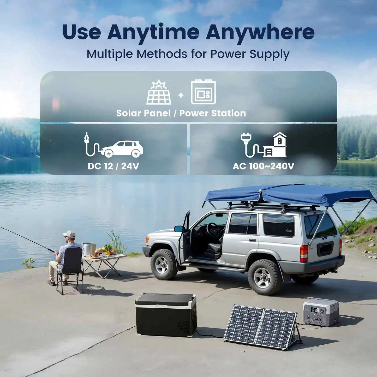 KROAK 30L 40L réfrigérateur de voiture 12V 24V DC congélateur Portable avec adaptateur AC110-240V compresseur de boîte fraîche double Zone pour le Camping