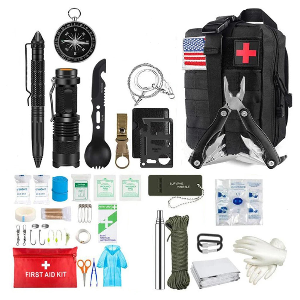 Trousse de premiers secours de survie, ensemble complet de survie, équipement de plein air Molle, Kits d'urgence, sac de traumatologie, Camping randonnée, sac d'aventures IFAK