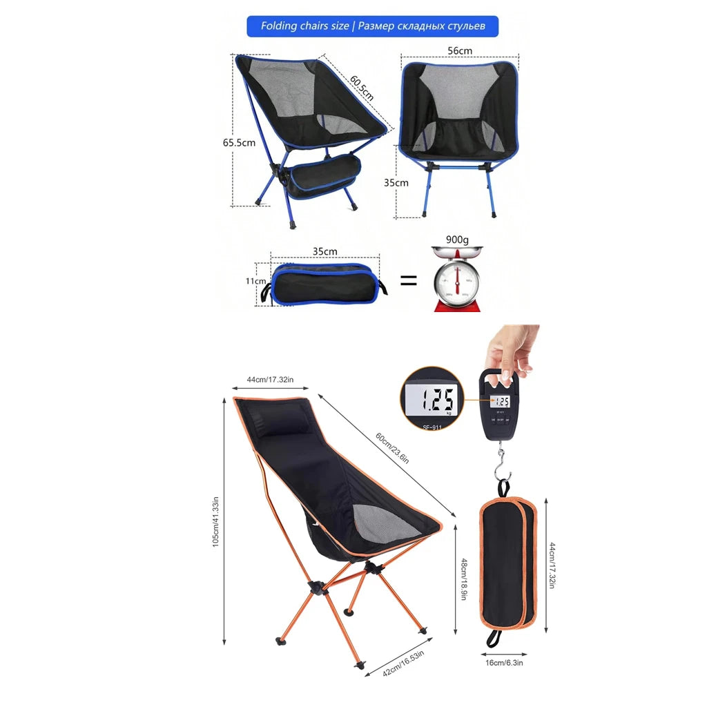 Chaise pliante ultralégère détachable, Portable, légère, siège étendu, pêche, Camping, maison, barbecue, jardin, randonnée