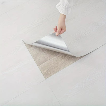 Paquet de 12 carreaux de sol en vinyle auto-adhésifs, revêtement et bâton imperméable, revêtement de sol en PVC aspect bois pour chambre à coucher, salon, décoration de la maison