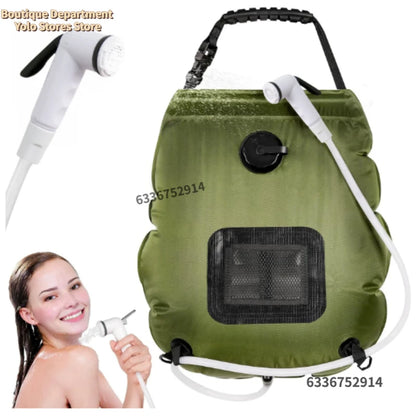 Sac de douche solaire 20L chauffage solaire extérieur Premium Camping sac de douche température de l'eau chaude 45 ° C avec pomme de douche à tuyau amovible