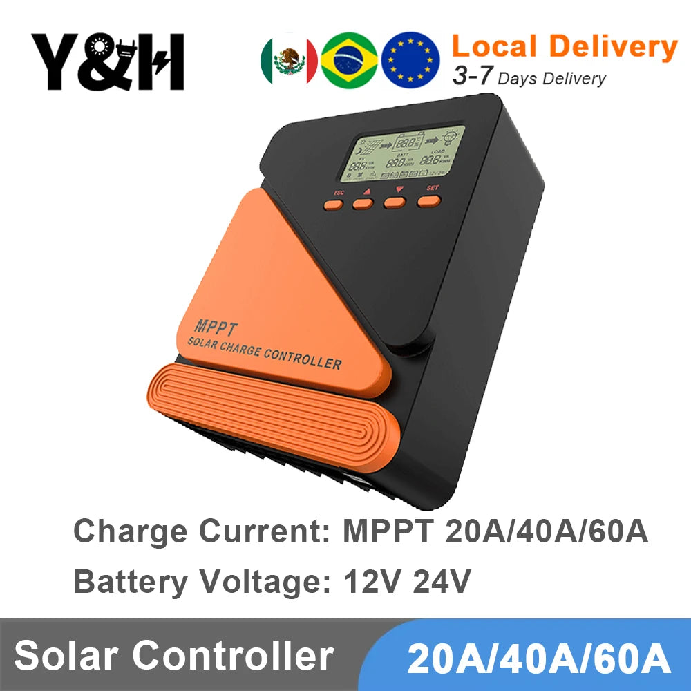 [Livraison rapide] Y & H MPPT 20A 40A 60A contrôleur de Charge solaire panneau solaire régulateur de Charge solaire 12V 24V plomb-acide/Lithium