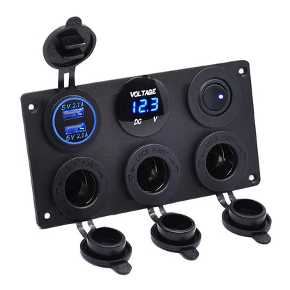 Allume-cigare multi-panneau 12V, prise de courant, prise de chargeur USB 4,2a, voltmètre, panneau de commutation pour camion, camping-car, Marine