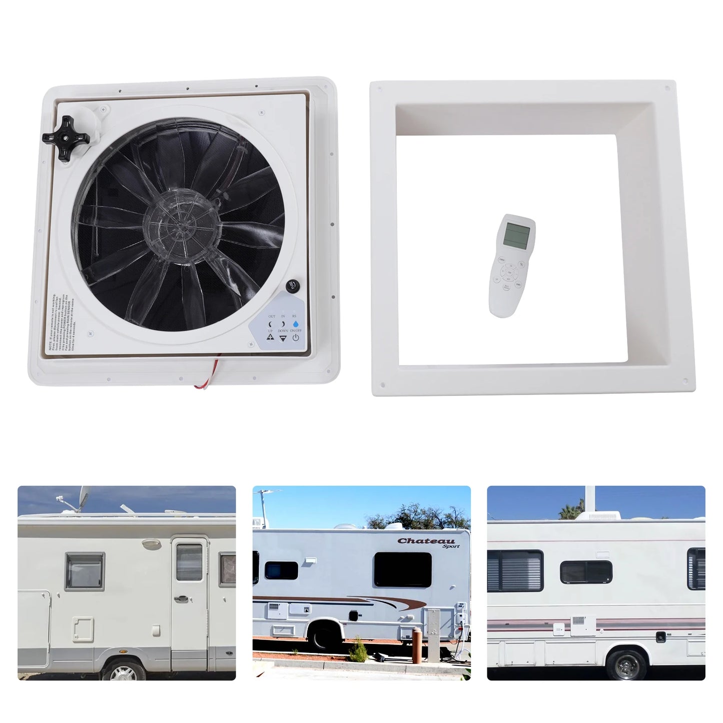 Ventilateur de Toit Réversible pour Hurhome, 36cm/14.2 Pouces, Silencieux, Continu, avec Télécommande de 12V