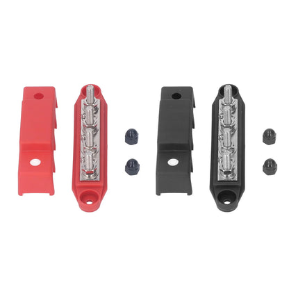 Borne de barre omnibus avec couvercle, alimentation de la batterie, nuits de distribution, vis M8 4, automobile, bateau, camion, automobile, automobile, 12V-48V DC, 250A, 2 pièces