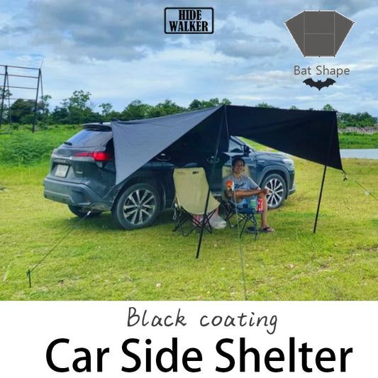 Auvent latéral de voiture en forme de chauve-souris, bâche de revêtement noir 2x3, imperméable, Camping en plein air, abri arrière de voiture à revêtement noir pour Van SUV