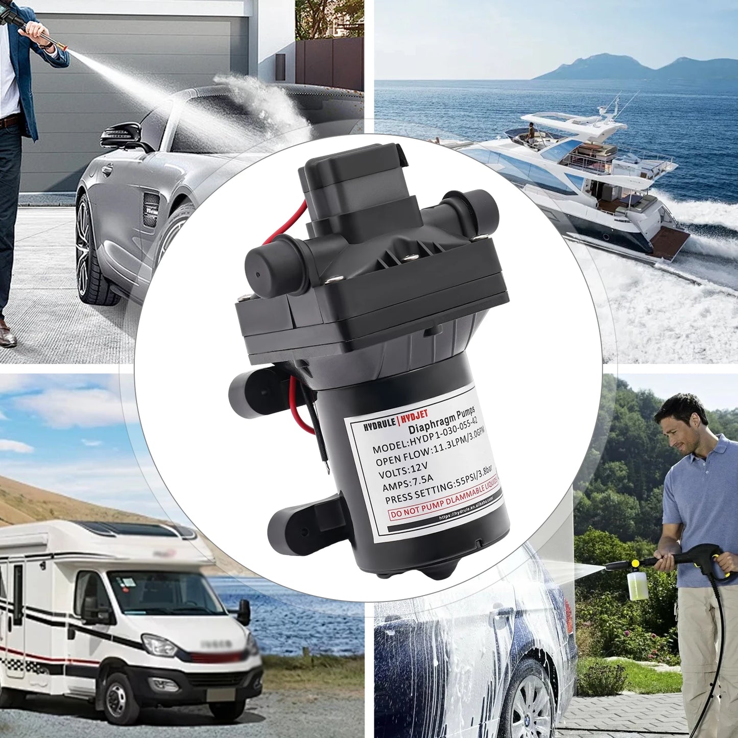 Pompe à membrane 12V, pompe à eau auto-amorçante DC, pompe à pression pour jardin et camping-car